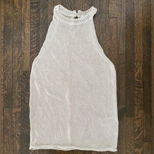 Joie Cotton Linen Woven Crochet Sleeveless Top Medium
